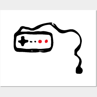 Video Game Controller Doodle Black Posters and Art